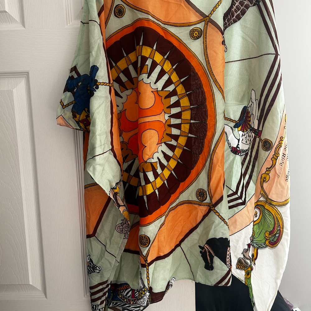 Tory Burch Printed Cotton Silk Beach Caftan - Picture 4 of 6